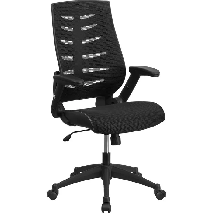 High Back Designer Black Mesh Executive Swivel Ergonomic Office Chair With Height Adjustable Flip-Up Arms By Flash Furniture – Black