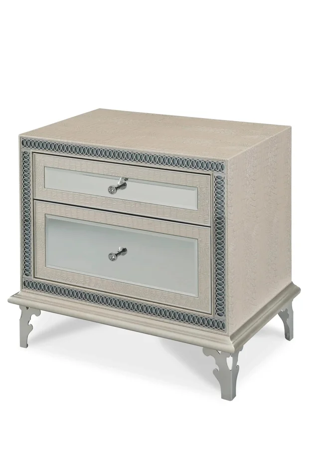 Hollywood Swank – Upholstered Nightstand – Crystal Croc