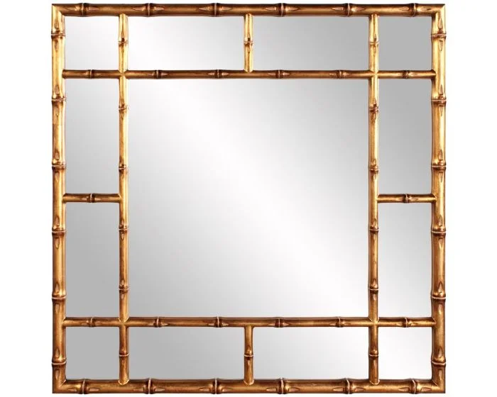 Howard Elliot Bamboo Mirror in Gold (Dropshippable)