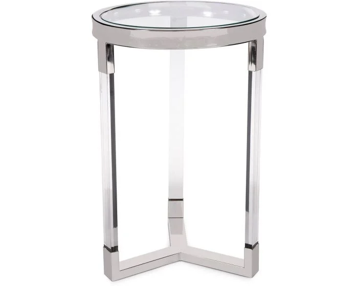 Howard Elliot Round Stainless Steel & Acrylic Side Table (Dropshippable)
