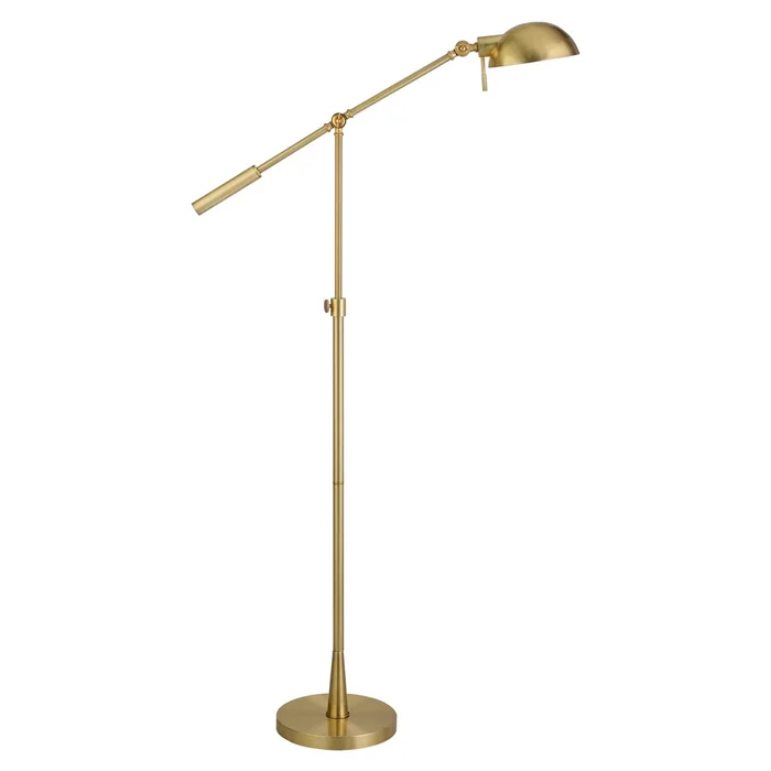Hudson & Canal – Dexter Height Adjustable/Tilting Floor Lamp with Metal Shade in Brushed Brass/Brushed Brass – FL1593