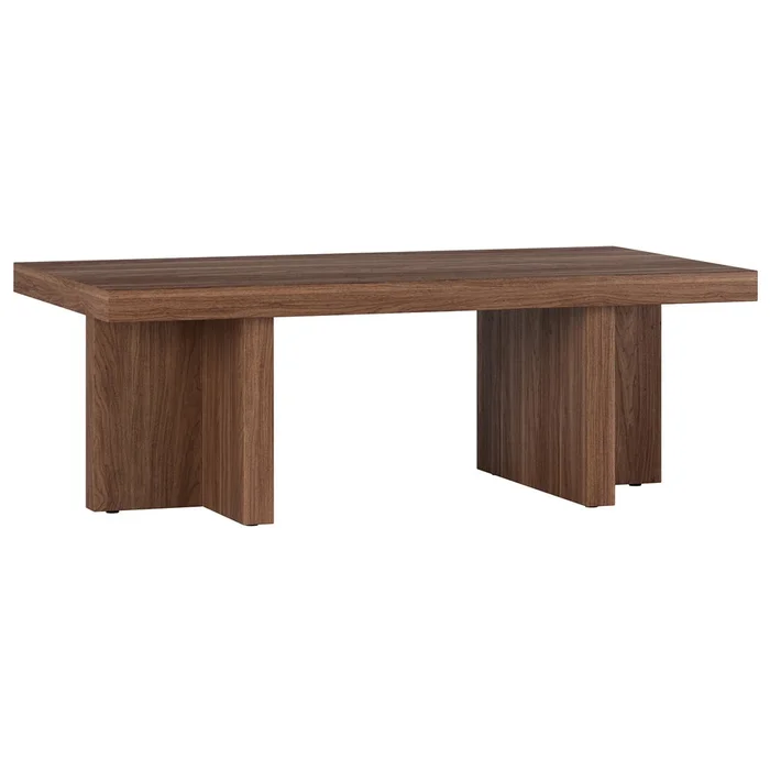 Hudson & Canal – Dimitra 44in Wide Rectangular Coffee Table in Satin Walnut – CT2333