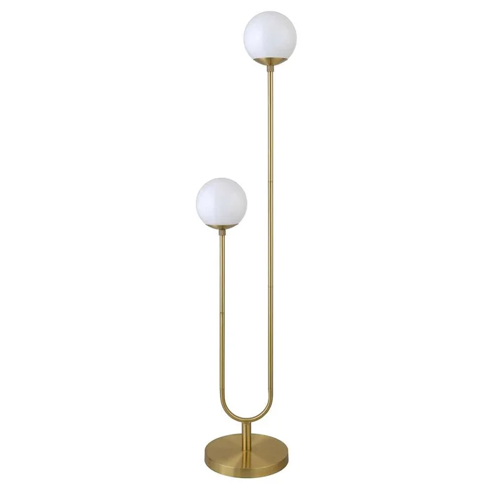 Hudson & Canal – Dufrene 2-Light Floor Lamp with Glass Shades in Brass/White Milk – FL1573