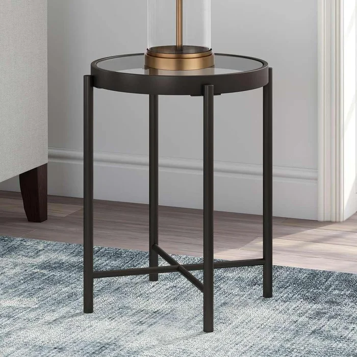 Hudson & Canal – Duxbury 18in Wide Round Side Table in Blackened Bronze – ST0198