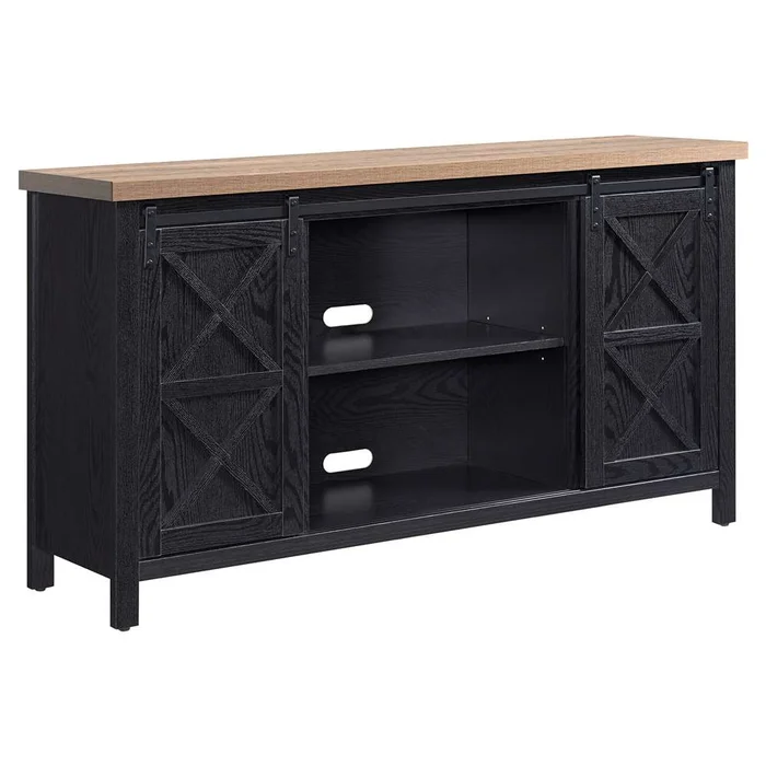Hudson & Canal – Elmwood Rectangular TV Stand for TVs up to 65in in Black Grain – TV1393