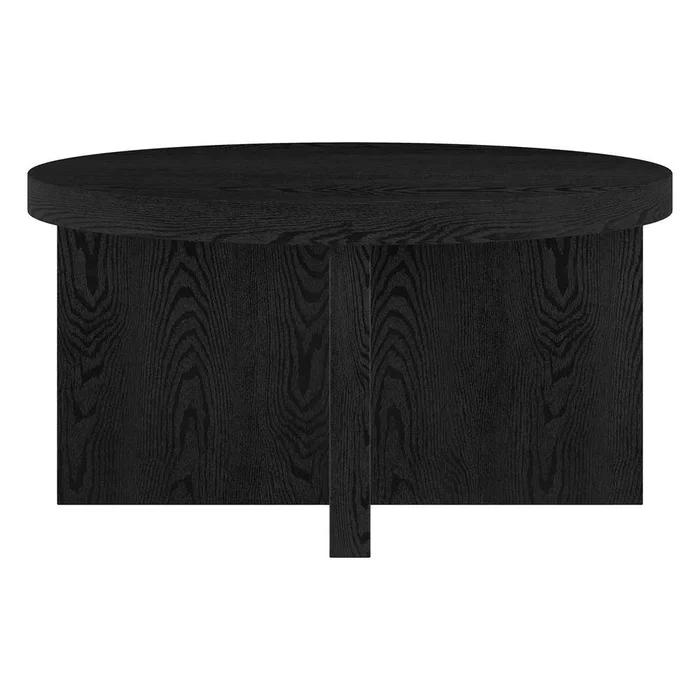 Hudson & Canal – Elna 33in Wide Round Coffee Table in Black Grain – CT2051