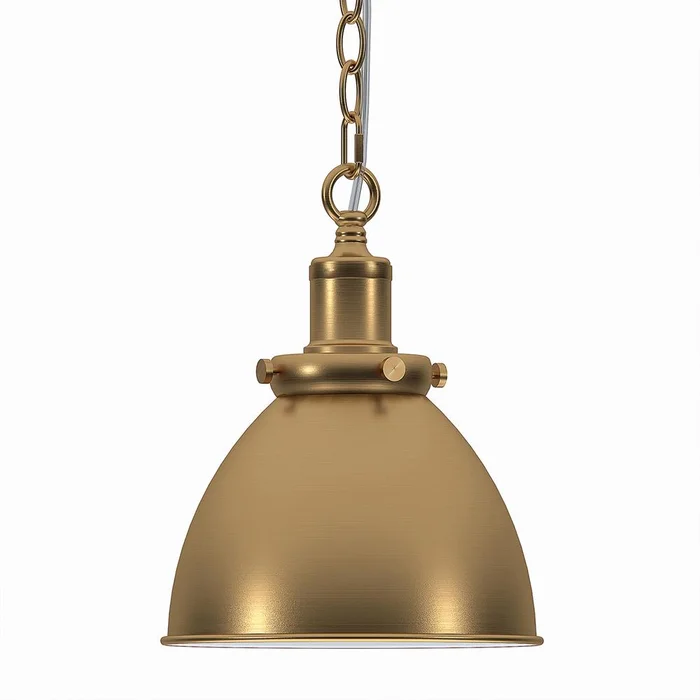 Hudson & Canal – Elodie 8in Wide Pendant with Metal Shade in Brass/Brass – PD2110
