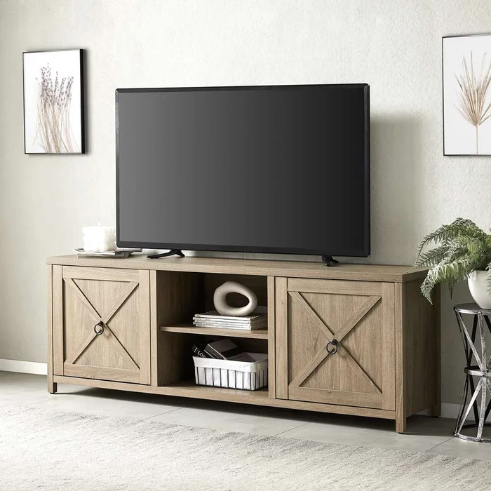 Hudson & Canal – Granger Rectangular TV Stand for TVs up to 75in in Antiqued Gray Oak – TV1376