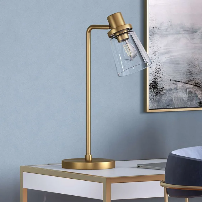 Hudson & Canal – Granville 21in Tall Table Lamp with Glass Shade in Brass/Clear – TL1020