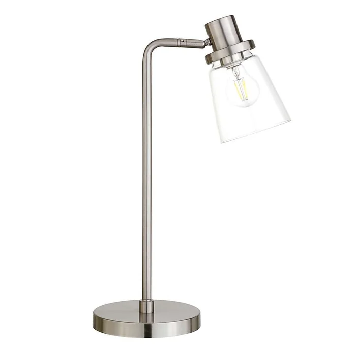 Hudson & Canal – Granville 21in Tall Table Lamp with Glass Shade in Brushed Nickel/Clear – TL1066