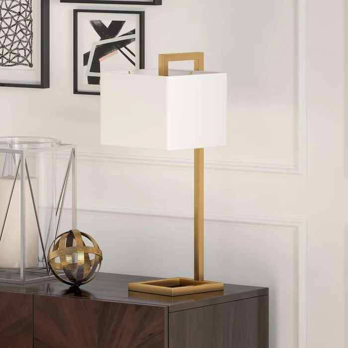 Hudson & Canal – Grayson 26in Tall Table Lamp with Fabric Shade in Brass/White – TL0567
