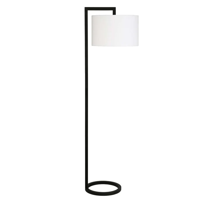 Hudson & Canal – Grayson 64in Tall Floor Lamp with Fabric Shade in Blackened Bronze/White – FL0371