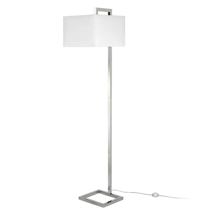 Hudson & Canal – Grayson 68in Tall Floor Lamp with Fabric Shade in Polished Nickel/White – FL0414
