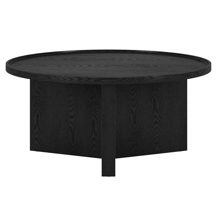 Hudson & Canal – Gunnar 32in Wide Round Coffee Table in Black Grain – CT2118
