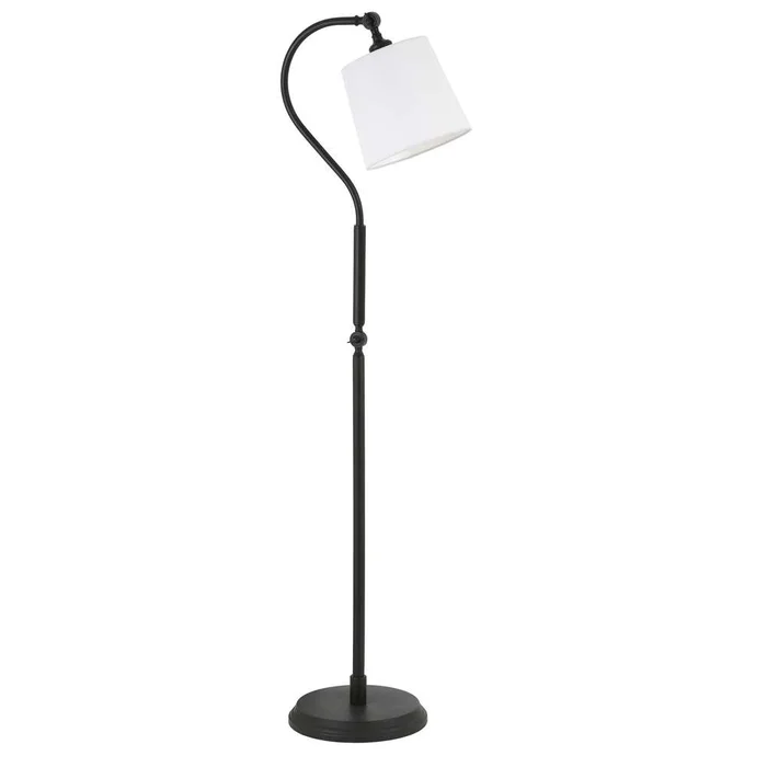 Hudson & Canal – Harland Arc Floor Lamp with Fabric Shade in Blackened Bronze/White – FL0161