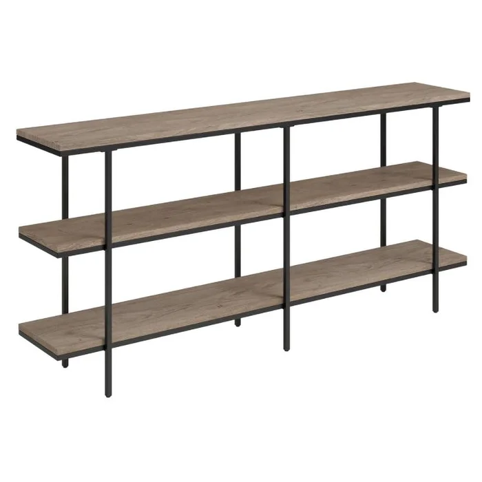 Hudson & Canal – Harper 64in Wide Rectangular Console Table in Antiqued Gray Oak – AT1342