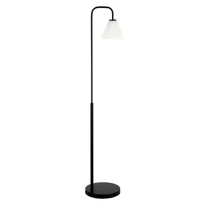Hudson & Canal – Henderson Arc Floor Lamp with Glass Shade in Blackened Bronze/White Milk – FL0775