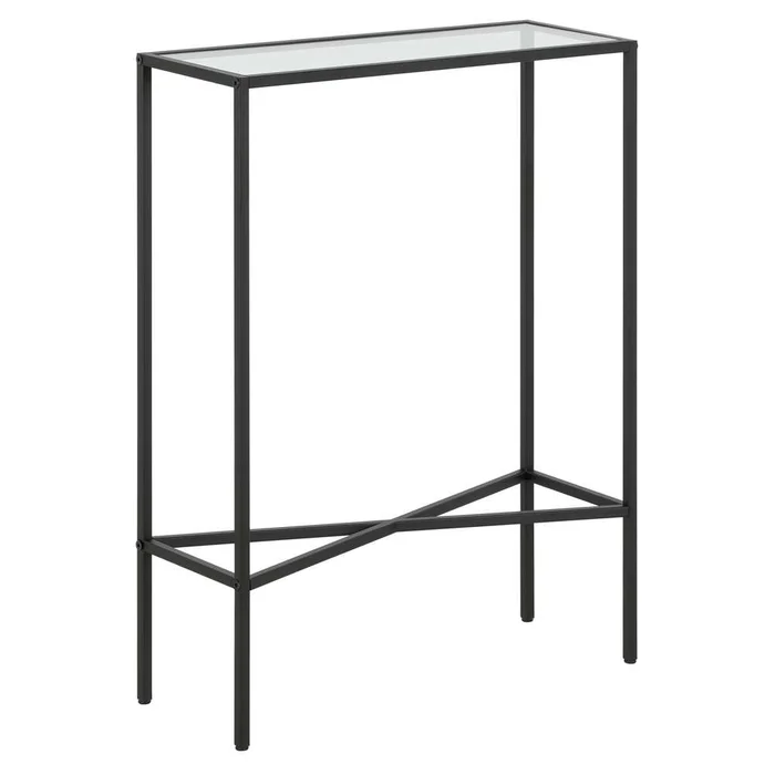 Hudson & Canal – Henley 22in Wide Rectangular Console Table with Glass Top in Blackened Bronze – AT1717