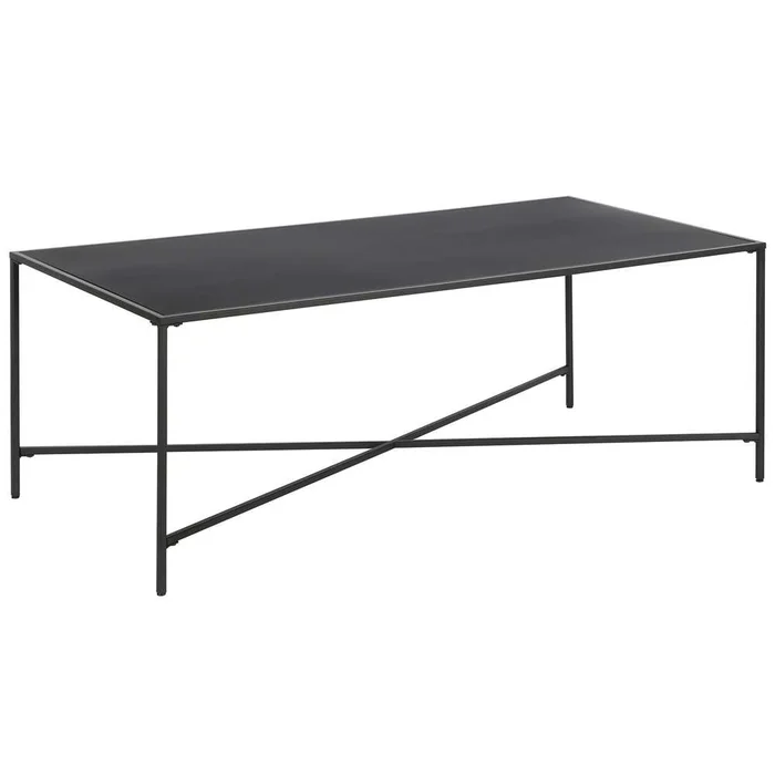 Hudson & Canal – Henley 48in Wide Rectangular Coffee Table with Metal Top in Blackened Bronze – CT0826