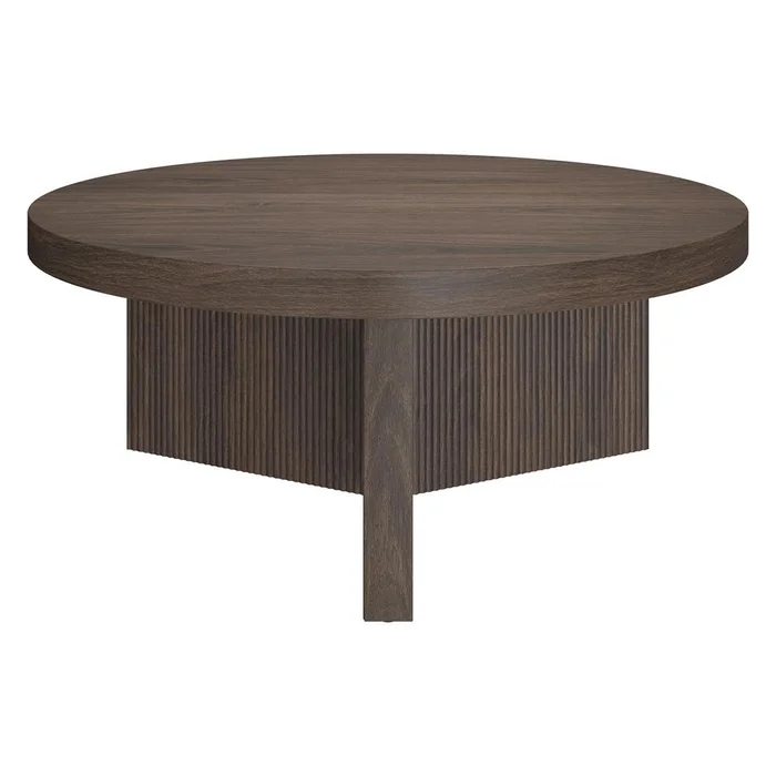 Hudson & Canal – Holm 36in Wide Round Coffee Table in Alder Brown – CT2352