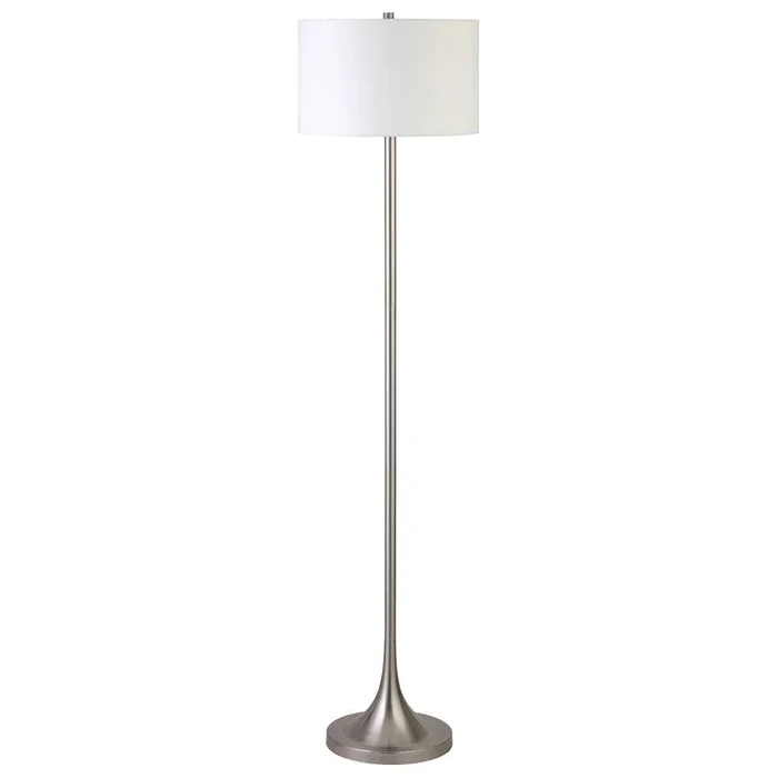 Hudson & Canal – Josephine 62in Tall Floor Lamp with Fabric Shade in Brushed Nickel/White – FL1600