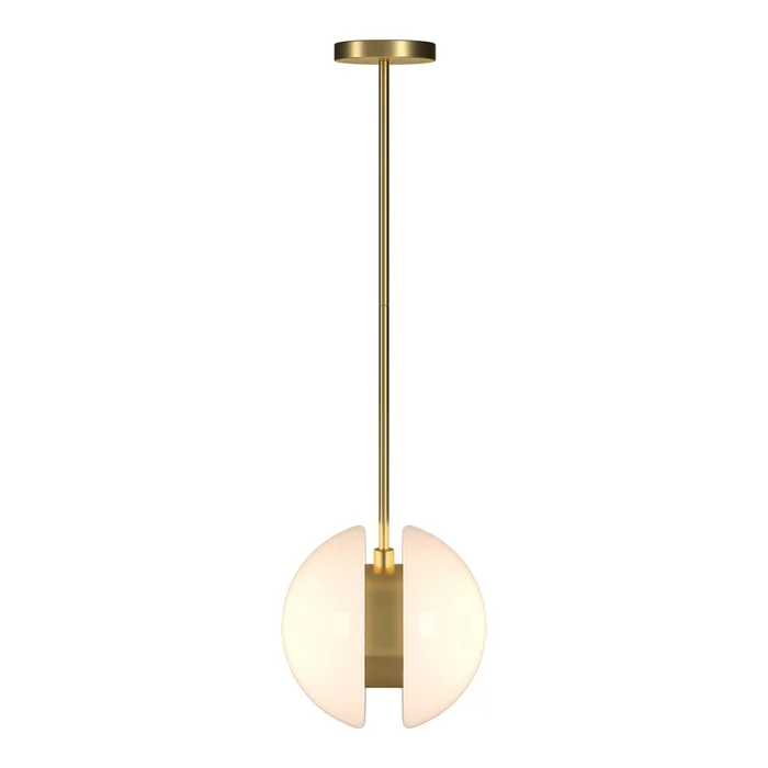 Hudson & Canal – Kyriana 10in Wide 2-Light Pendant with Glass Shade in Brass/White – PD2276