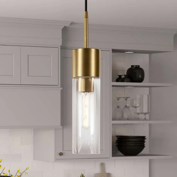 Hudson & Canal – Lance 3.5in Wide Pendant with Glass Shade in Brass/Clear – PD0300