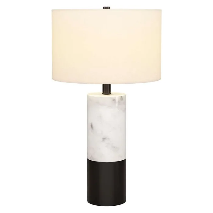 Hudson & Canal – Liana 24in Tall Table Lamp with Fabric Shade in Marble/Black/White – TL2021