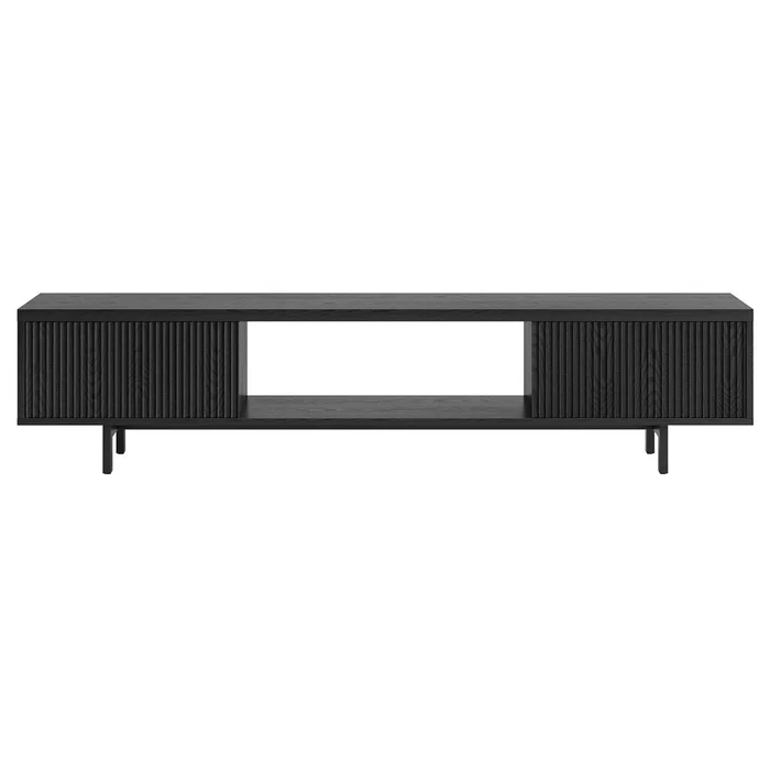 Hudson & Canal – Lucien Rectangular TV Stand for TVs up to 78in in Black Grain – TV2296