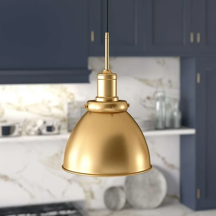 Hudson & Canal – Madison 12in Wide Pendant with Metal Shade in Brass/Brass – PD0737