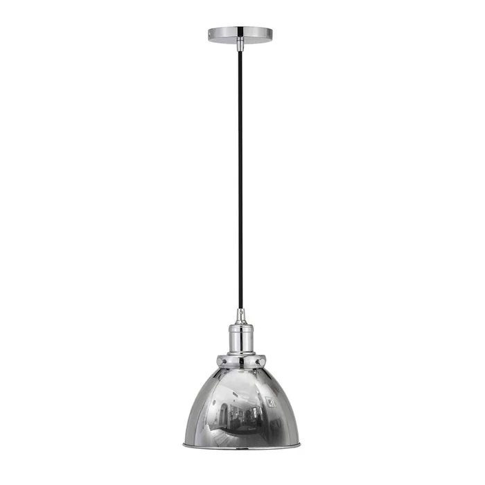 Hudson & Canal – Madison 8in Wide Pendant with Metal Shade in White/Brass/White – PD0553