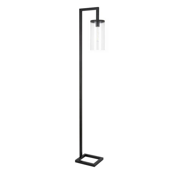 Hudson & Canal – Malva 67.75in Tall Floor Lamp with Glass Shade in Blackened Bronze/Seeded – FL0014
