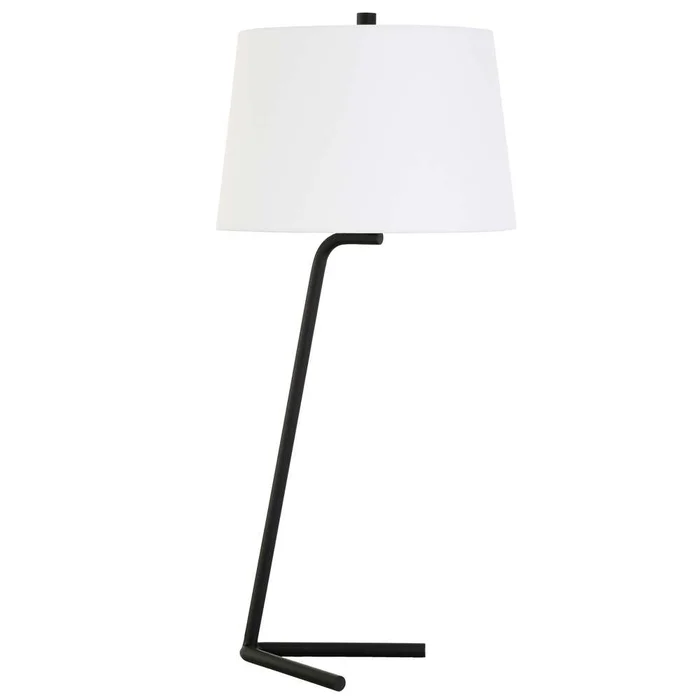 Hudson & Canal – Markos 28.5in Tall Tilted Table Lamp with Fabric Shade in Blackened Bronze/White – TL0889