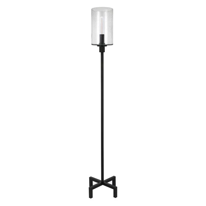Hudson & Canal – Panos 66.25in Tall Floor Lamp with Glass Shade in Blackened Bronze/Seeded – FL0011