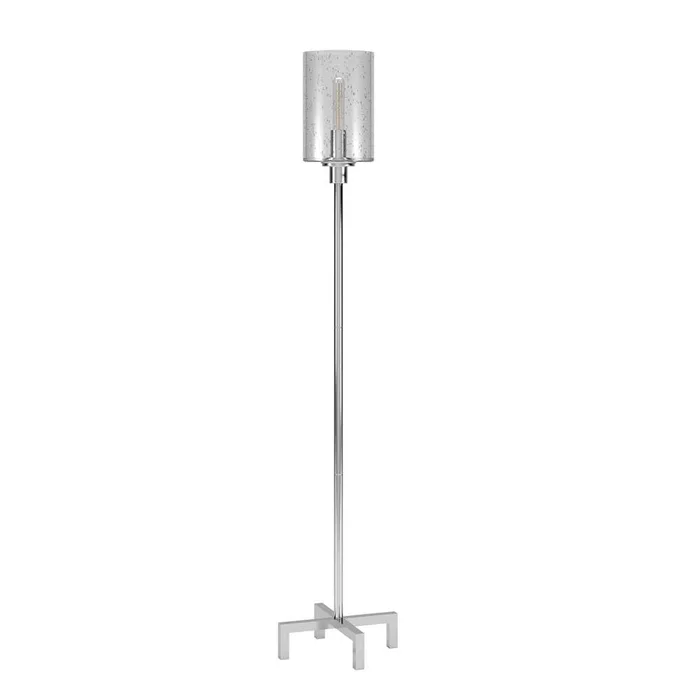 Hudson & Canal – Panos 66.25in Tall Floor Lamp with Glass Shade in Polished Nickel/Clear – FL0437
