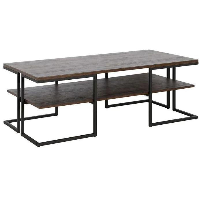 Hudson & Canal – Pike 45in Wide Rectangular Coffee Table in Blackened Bronze/Alder Brown – CT1530