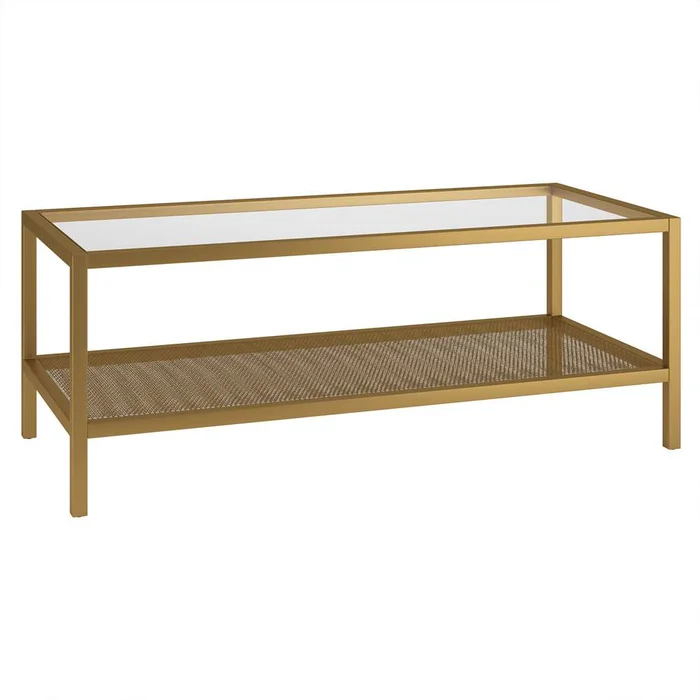 Hudson & Canal – Rigan 45in Wide Rectangular Coffee Table in Brass – CT0174