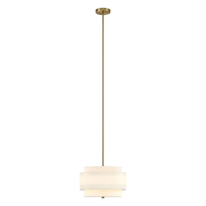 Hudson & Canal – Solomon 16in Wide 2-Light Pendant with Tiered Fabric Shade in Brass/White – PD2154