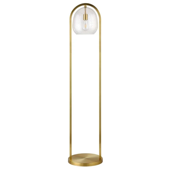 Hudson & Canal – Sydney 64in Floor Lamp with Seeded Glass Shade in Brushed Brass – FL1585