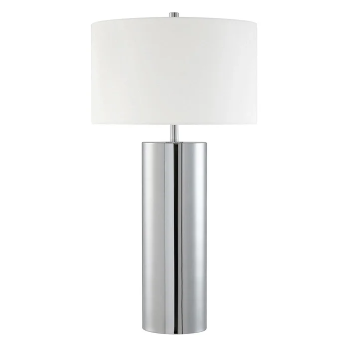 Hudson & Canal – York 29.5in Tall Table Lamp with Fabric Shade in Polished Nickel/White – TL2084