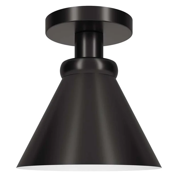 Hudson & Canal – Zeno 8.5in Semi Flush Mount with Metal Shade in Blackened Bronze/Blackened Bronze – SF1644