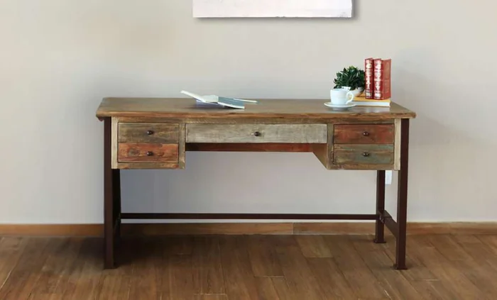IFD – Antique Multicolor 5 Drawers Desk – IFD967DESK
