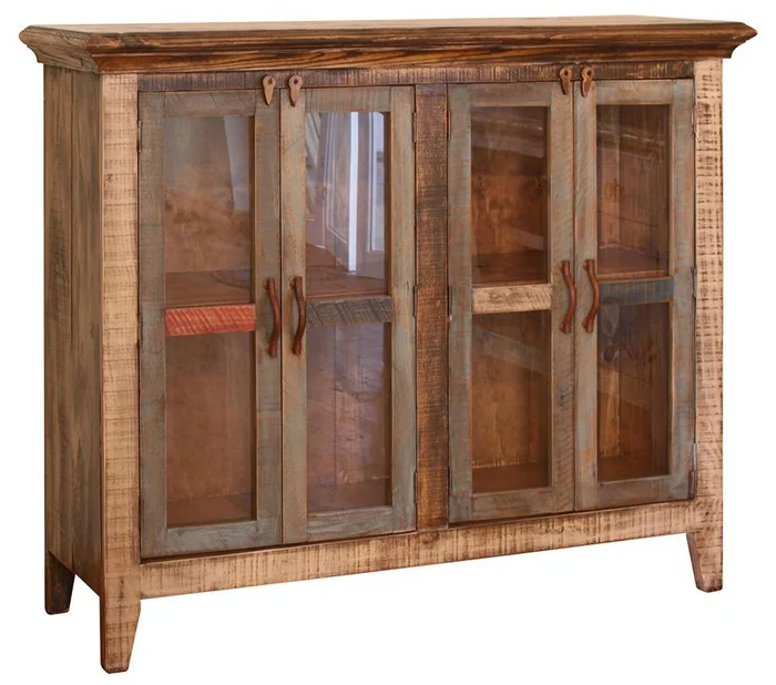 IFD – Antique Multicolor 50in Console w/4 Glass Doors, Multi-Color Finish – IFD967CONS-MC