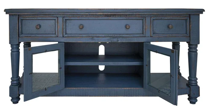 IFD – Aruba 70in TV Stand, w/3 Drawers & 2 Doors, in Dark Blue Finish – IFD7333STN70DK