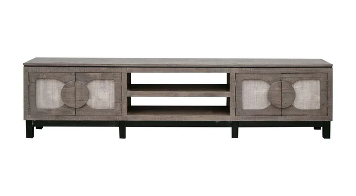 IFD – Cosala 4 Doors & Shelves, 93in TV Stand, w/ Gray Finish – IFD8081STN93GY