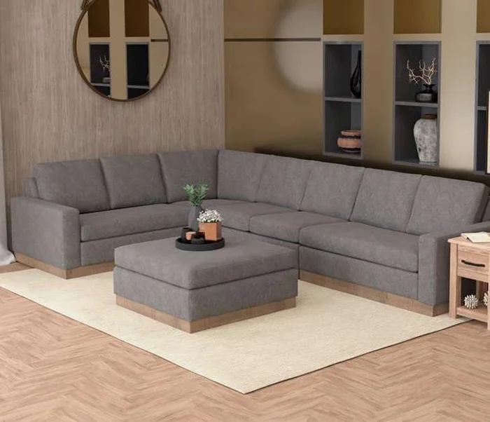 IFD – Georgia – Wooden Frame & Base, Upholstered Square Ottoman – IUP722-OTT-212