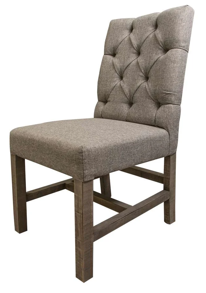 IFD – Marble Tufted Chair w/ Gray Fabric (Set of 2) – IFD6392CHR
