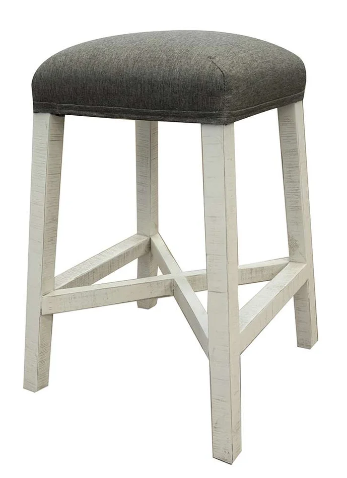 IFD – Stone 24 Stool w/Fabric Seat & Ivory Finish – IFD4691STL24
