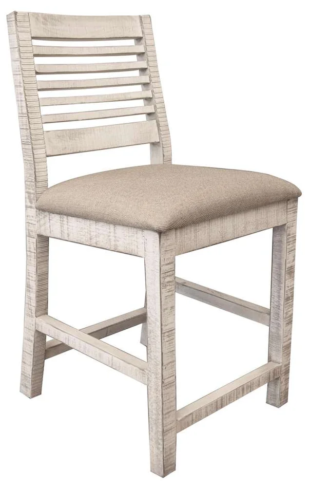 IFD – Stone 24in Barstool w/Ivory Finish & Fabric Seat (Set of 2) – IFD4690BST24IV