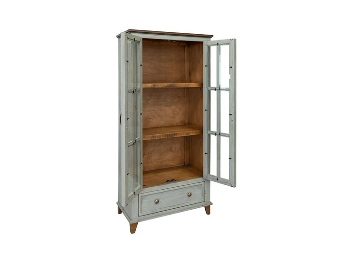 IFD – Toscana – 1 Drawer 2 Glass Doors Cabinet , Green – IFD1601CABGN